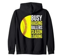Busy Raising Ballers Season Loading Softball Zip Hoodie