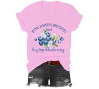 Busy Raising Disciples & Buying Blueberries Shirt, Busy Raising Disciples and Buying Blueberries V-Neck Tshirt Pink