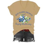 Busy Raising Disciples & Buying Blueberries Shirt, Busy Raising Disciples and Buying Blueberries V-Neck Tshirt Khaki