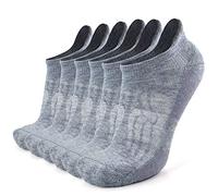 Busy Socks Merino Wool Compression Support Ankle Running Hiking Socks for Men Women, Soft Thick Cushion Tab Socks 3/6 Pairs, 6 Pairs Light Grey, Large