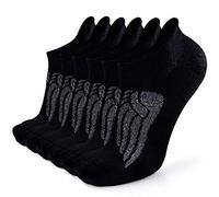 Busy Socks Merino Wool Compression Support Ankle Running Hiking Socks for Men Women, Soft Thick Cushion Tab Socks 3/6 Pairs, 6 Pairs Black, Medium