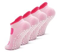 Busy Socks Trampoline Yoga Grip Socks for Women Non Slip, Pilates Althletic Moisture Wicking Slipper Socks,2 Pairs,Pink