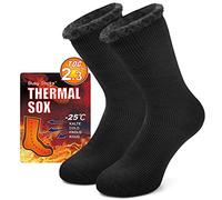 Busy Socks Winter Warm Thermal Socks for Men Women Extra Thick Insulated Heated Crew Boot Socks for Extreme Cold Weather, Black, 1 Pair, L