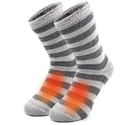 Busy Socks Winter Warm Thermal Socks for Men Women Extra Thick Insulated Heated Crew Boot Socks for Extreme Cold Weather, Light Grey Striped, 1 Pair, M
