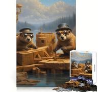 Busy Steampunk Beaver Jigsaw Puzzles 1000 Pieces for Adults Brain Memory Calm Leisure Tight Lock (38x52cm)