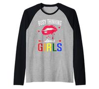 Busy Thinking About Girls Raglan Baseball Tee