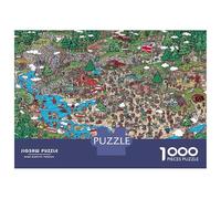 Busy Town Square Jigsaw Puzzles 1000 Pieces with Clean Edges Jigsaws for Adults Colorful River Crowd for Quiet Time Activities And Date Night Ideas 52x38cm/1000pcs