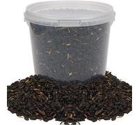 BusyBeaks Black Oil Sunflower Seeds | Premium Quality Garden Wild Bird Food | Full of Protein, Rich in Oil Mix | Nutritious, High Energy Mixture | Perfect Year-Round Feeding for Birds (1L Tub)