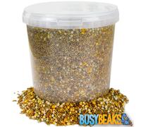 BusyBeaks Four Seasons Pigeon Corn | Premium Grade Natural Food Mix | Rich in Nutritious Oils Vitamins and Minerals | Perfect Year-Round Wild Bird Seed Feed | High in Protein Energy & Fibre (1L Tub)