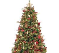 Busybee 6ft Artificial Christmas Tree with 300 LEDs Lights and Assorted Ornaments Christmas Decorations including Full Artificial Xmas Tree Topper Baubles Ornaments USB LED String Lights