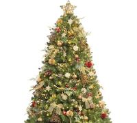 Busybee 6ft Artificial Christmas Tree with 400 LEDs Lights and Assorted Ornaments Christmas Decorations including Full Artificial Xmas Tree Topper Baubles Ornaments USB LED String Lights