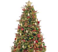 Busybee 7ft Artificial Christmas Tree with 400 LEDs Lights and Assorted Ornaments Christmas Decorations including Full Artificial Xmas Tree Topper Baubles Ornaments USB LED String Lights