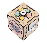 BusyKids Wooden Montessori Busy Cube Activity Cube Fidget Toys for Kids Activity Board Learning Educational Travel Toy for Toddler on Plane Early development