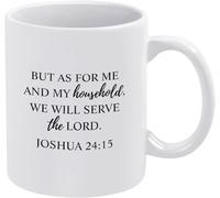But As for Me and My Household We Will Serve The Lord Novelty Ceramic Coffee Mugs Cup Double Side Printed Ceramic Tea Mug Mom Dad Friend Wife Husband Gift 11Oz