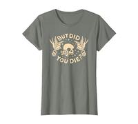 But Did You Die Retro Skull Tattoo Gym Funny Workout T-Shirt, Women, Olive Heather, Medium