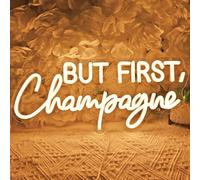 But First Champagne Led Neon Light Sign Home Bar Kitchen Man Cave Pub Wall Sign Decor Wedding Birthday Grad Party Backdrop Drinks Christmas Gifts 16.54"X7.1" USB Warm