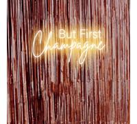 But First Champagne Neon Light Sign Wedding Birthday Kitchen Bar LED Art Wall Light up Decorations Champagne Gifts for Friends Family,5V USB Powered, Dimmable Switch