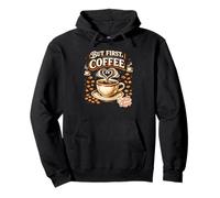 But First Coffee Caffeine Queen Vintage Art Pullover Hoodie