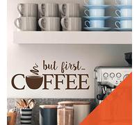 But First... Coffee - Kitchen Wall Quote, Caffe Wall Art Sticker [XLarge] [Orange]
