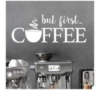 But First... Coffee - Kitchen Wall Quote, Caffe Wall Art Sticker [XLarge] [White]