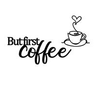 But First Coffee Sign Large Metal Coffee Bar Sign for Farmhouse Home Office Wall Decor - Black