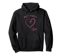 But First God Minimalist Pink Design Pullover Hoodie