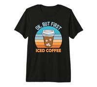 But First Iced Coffee Lover Vintage Cafeine Baristas Premium T-Shirt