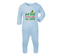 But First let me take an Elfie [BCX] Baby Romper Jumpsuit with feet, 0-3 Months, Pastel Blue