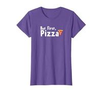 But First, Pizza: Funny Foodie Slogan T-Shirt, Women, Purple Heather, 3XL