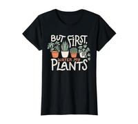 But First Water My Plants Monstera Succulent Snake Value Graphic T-Shirt, Women, Black, S