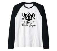 But First Yoga Meditation Morning Lotus Pose Raglan Baseball Tee