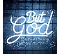 But God Neon Sign White Neon Light Sign LED Neon Sign for Wall Decor USB Powered Neon Signs for Bedroom, Studio, Office, Size 13.8 * 12.3in(CP033)