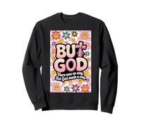 But God Pink Christian Floral Bow Teen Girls Scripture Sweatshirt