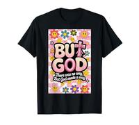 But God Pink Christian Floral Bow Teen Girls Scripture T-Shirt
