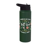 But God There is No Way Made A Way Christian Floral Worship Stainless Steel Insulated Water Bottle