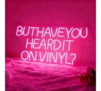 But Have You Heard It On Vinyl Neon Sign - USB Powered Wall Table Decor for Record Store Music Room Bedroom Party Living Room, Pink LED Decorative Neon Light, 16.5 x 8.7 in