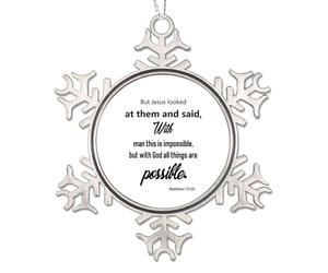 But Jesus Looked at Them And Said With Man This Is Impossible But with God All Things Are Possible Quotes Metal Snowflake Christmas Ornaments for Xmas Tree Decoration Holiday New Year Gifts