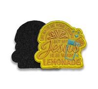 But My Jesus He Be Makin' Lemonade Hook and Loop Patch 3 Inches Christian Faith Quote, Religious, Embroidery Fabric Applique Patches for Trucker Hats Clothes Backpack DIY Accessories Gifts Mom Dad
