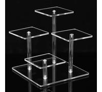 But the cow 1 PcsAcrylic Display Risers, Clear Acrylic Riser Shelf, 3 Tier/4 Plate Acrylic Risers for Display Stand for Jewelry Dessert Cupcake Cosmetics Figures Collections Perfume Shelf