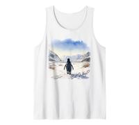 BUT WHY? Penguin Wandering Off Mountains Watercolor (White) Tank Top