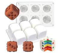 Butabeishy Silicone Baking Mould for Dice Cake, 6 Cavity 8 x 5.5 inch Cube Mould for Dessert with Cube Pattern