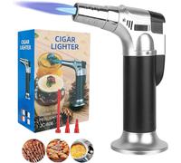 Butane Blow Torch, Torch Lighter with Safety Lock for Cooking, Soldering | Butane Torch 2500°F Adjustable Continuous Flame, One-Button Piezo Ignition, Ergonomic Comfort Grip ( Not Included)