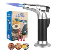 Butane Blow Torch, Torch Lighter with Safety Lock for Cooking,Soldering,DIY | Butane Torch 2500°F Adjustable Continuous Flame, One-Button Piezo Ignition, Ergonomic Comfort Grip ( Not Included)