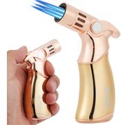 Butane Burner, Mini Blow Burner, Premium Kitchen Burner with 4 Flames, Refillable and Adjustable, Versatile Culinary Burner for Crème Brûlée, Baking, BBQ (Butane Gas Not Included)