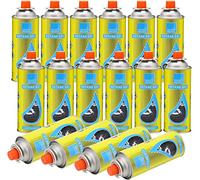 Greenfields Butane Gas Bottles Canister Camping Heater Cooker BBQ - Compact and Resealable Canister - CP 250 Valve Gas Cartridge, for Bistro and Camping Outdoors Stoves (16 Bottles)
