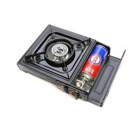 Butane Gas Stove + 4 Butane Cans Portable Cooker in Carry Case 2 4 8 12 Gas Bottles Camping BBQ Kit Camping Stove with Automatic Ignition & Heat Control (Black stove with butane gas)