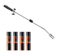 Jazooli Gas Powered Weed Killer - Auto-Ignition Weed Burner Blow Torch - Pet Friendly Weed Killer | Extra Strong Garden Weed Remover Tool - Butane Gas Canisters x 4