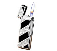 Butane Lighter, Soft Flame Lighter Side Pulley Refillable Gas Lighter, Suitable for Gifting Outdoor Cigarettes/Cigars/Candles (Not Containing Butane)(B)