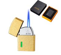 Butane Lighter, Windproof Blue Flame, Refillable, Voice-Activated, Four Ignition Modes, Suitable for Indoor and Outdoor Use, Great Gift Option