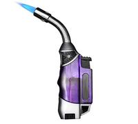 Butane Lighter with 360° Flexible Neck and Visible Window, Refillable Metal Torch Lighter for Camping and Candle Use (Gas Not Included)